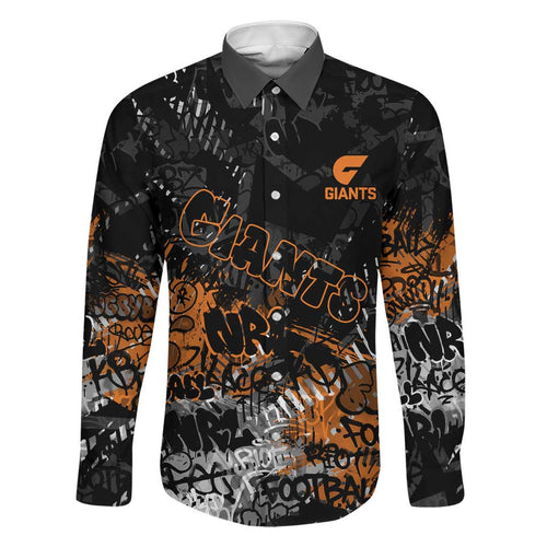 Greater Western Sydney Giants Family Matching Off Shoulder Maxi Dress and Hawaiian Shirt Urban Graffiti Street Art - Bold Abstract Spray Paint