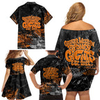 Greater Western Sydney Giants Family Matching Off Shoulder Short Dress and Hawaiian Shirt Urban Graffiti Street Art - Bold Abstract Spray Paint