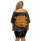 Greater Western Sydney Giants Family Matching Off Shoulder Short Dress and Hawaiian Shirt Urban Graffiti Street Art - Bold Abstract Spray Paint