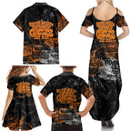 Greater Western Sydney Giants Family Matching Summer Maxi Dress and Hawaiian Shirt Urban Graffiti Street Art - Bold Abstract Spray Paint