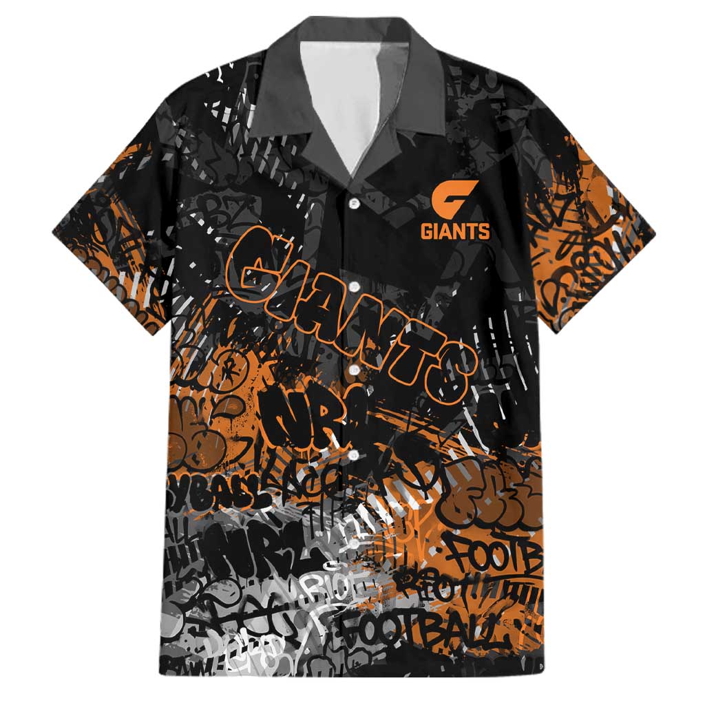 Greater Western Sydney Giants Family Matching Summer Maxi Dress and Hawaiian Shirt Urban Graffiti Street Art - Bold Abstract Spray Paint