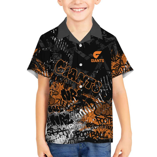 Greater Western Sydney Giants Family Matching Summer Maxi Dress and Hawaiian Shirt Urban Graffiti Street Art - Bold Abstract Spray Paint