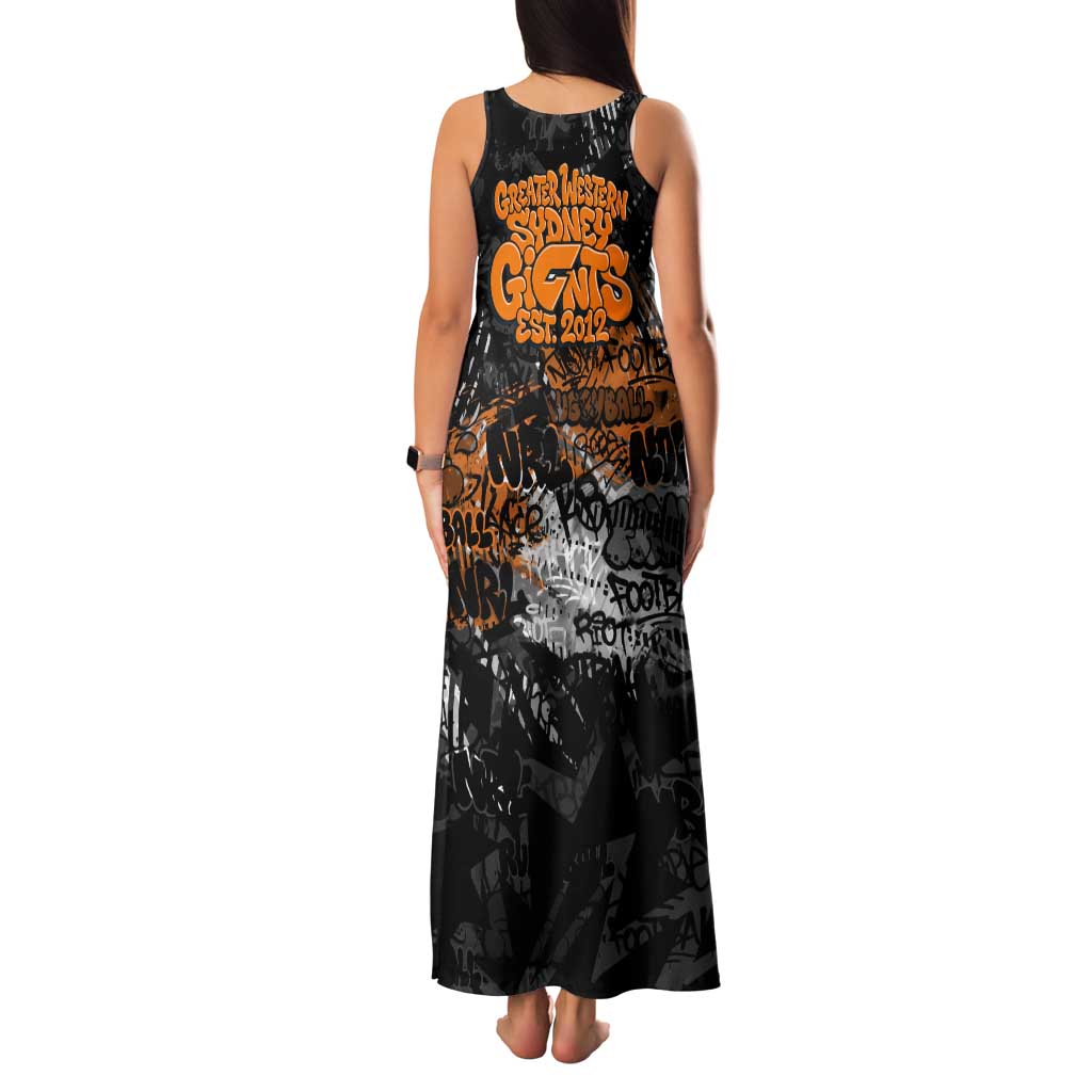 Greater Western Sydney Giants Family Matching Tank Maxi Dress and Hawaiian Shirt Urban Graffiti Street Art - Bold Abstract Spray Paint