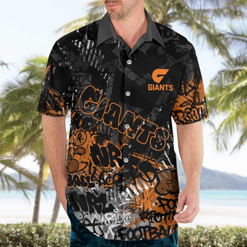 Greater Western Sydney Giants Hawaiian Shirt Urban Graffiti Street Art - Bold Abstract Spray Paint