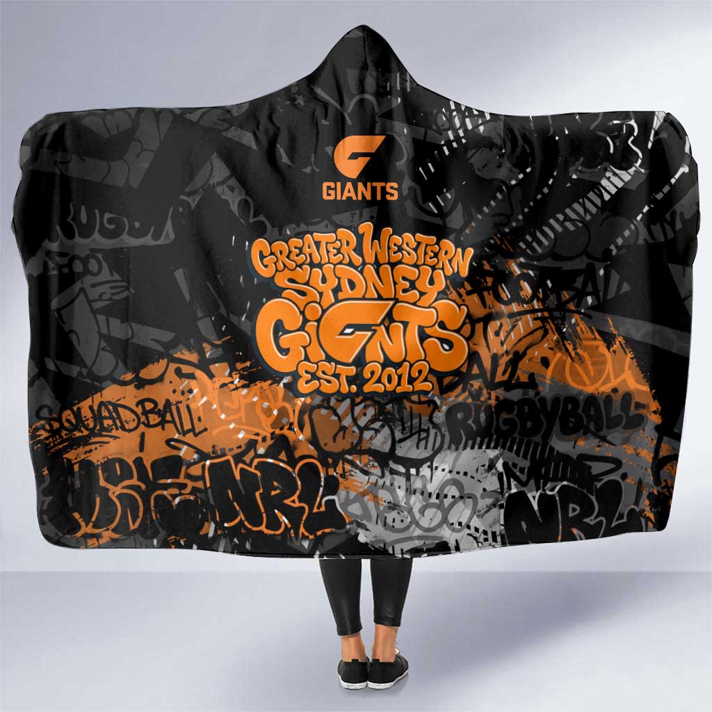 Greater Western Sydney Giants Hooded Blanket Urban Graffiti Street Art - Bold Abstract Spray Paint