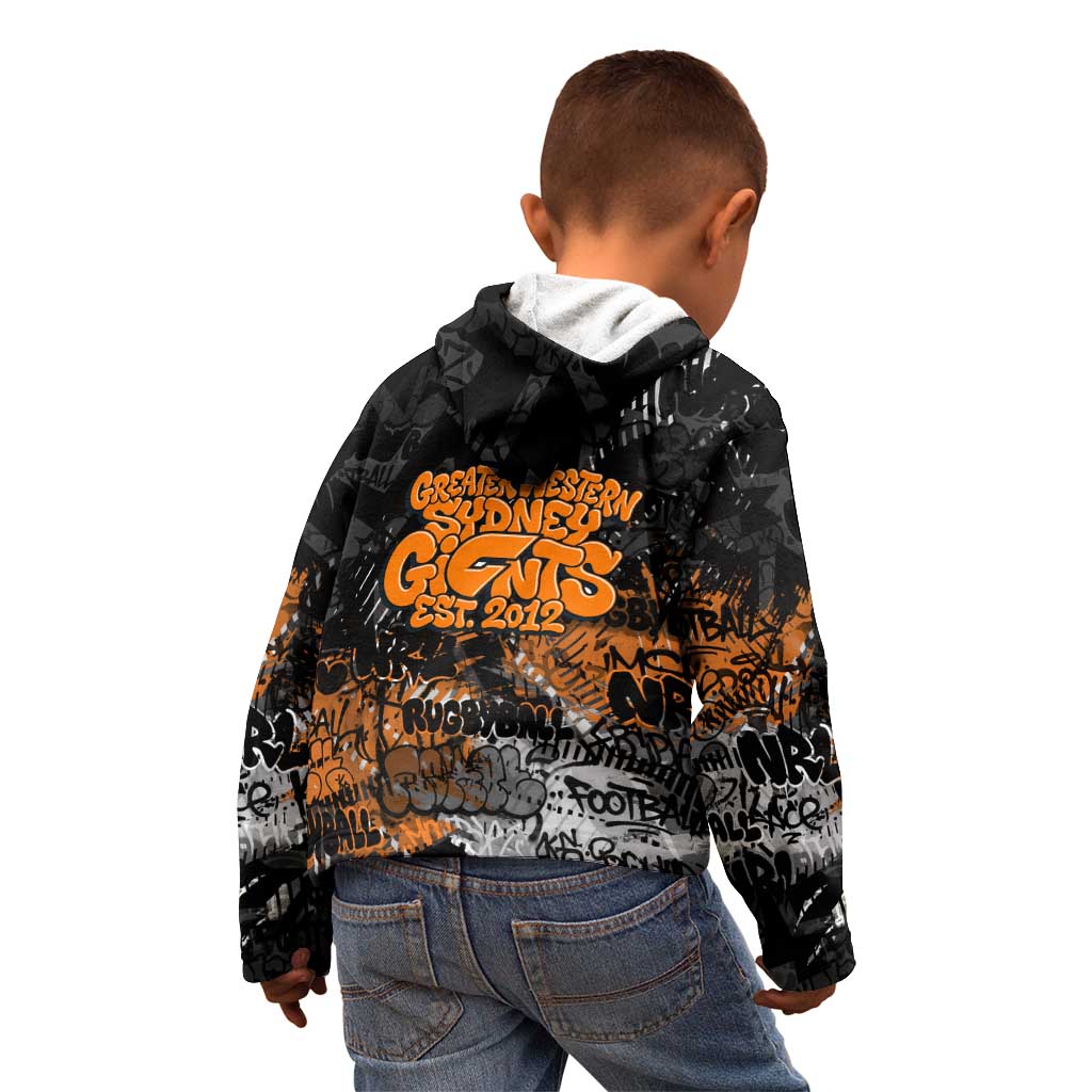 Greater Western Sydney Giants Kid Hoodie Urban Graffiti Street Art - Bold Abstract Spray Paint