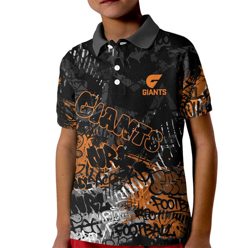 Greater Western Sydney Giants Kid Polo Shirt Urban Graffiti Street Art - Bold Abstract Spray Paint