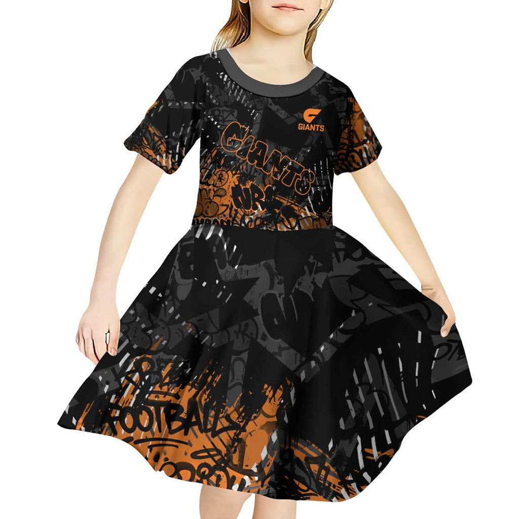 Greater Western Sydney Giants Kid Short Sleeve Dress Urban Graffiti Street Art - Bold Abstract Spray Paint