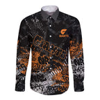 Greater Western Sydney Giants Long Sleeve Button Shirt Urban Graffiti Street Art - Bold Abstract Spray Paint