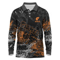 Greater Western Sydney Giants Long Sleeve Polo Shirt Urban Graffiti Street Art - Bold Abstract Spray Paint
