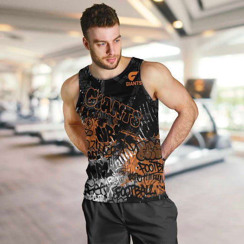 Greater Western Sydney Giants Men Tank Top Urban Graffiti Street Art - Bold Abstract Spray Paint
