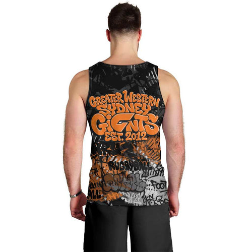 Greater Western Sydney Giants Men Tank Top Urban Graffiti Street Art - Bold Abstract Spray Paint