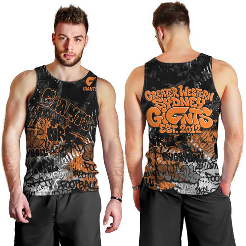Greater Western Sydney Giants Men Tank Top Urban Graffiti Street Art - Bold Abstract Spray Paint