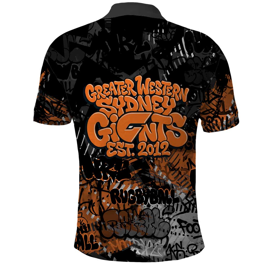 Greater Western Sydney Giants Polo Shirt Urban Graffiti Street Art - Bold Abstract Spray Paint