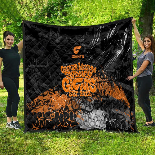 Greater Western Sydney Giants Quilt Urban Graffiti Street Art - Bold Abstract Spray Paint