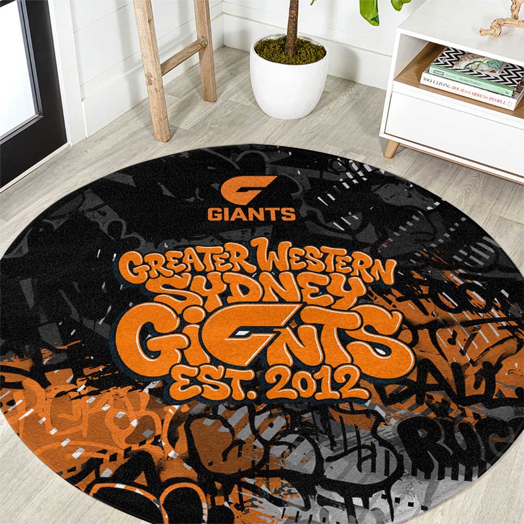 Greater Western Sydney Giants Round Carpet Urban Graffiti Street Art - Bold Abstract Spray Paint