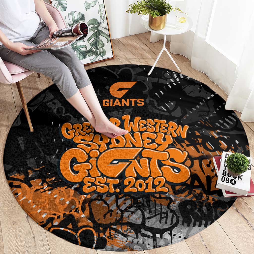 Greater Western Sydney Giants Round Carpet Urban Graffiti Street Art - Bold Abstract Spray Paint