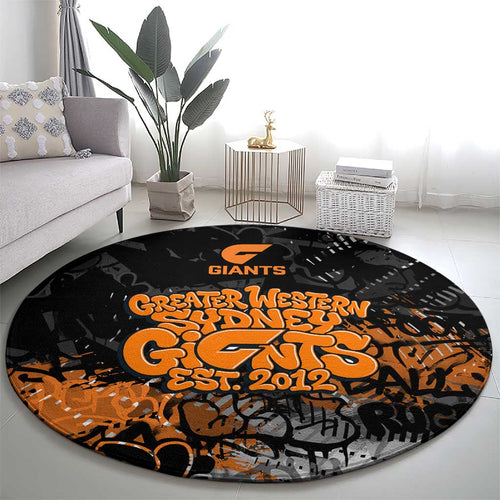 Greater Western Sydney Giants Round Carpet Urban Graffiti Street Art - Bold Abstract Spray Paint