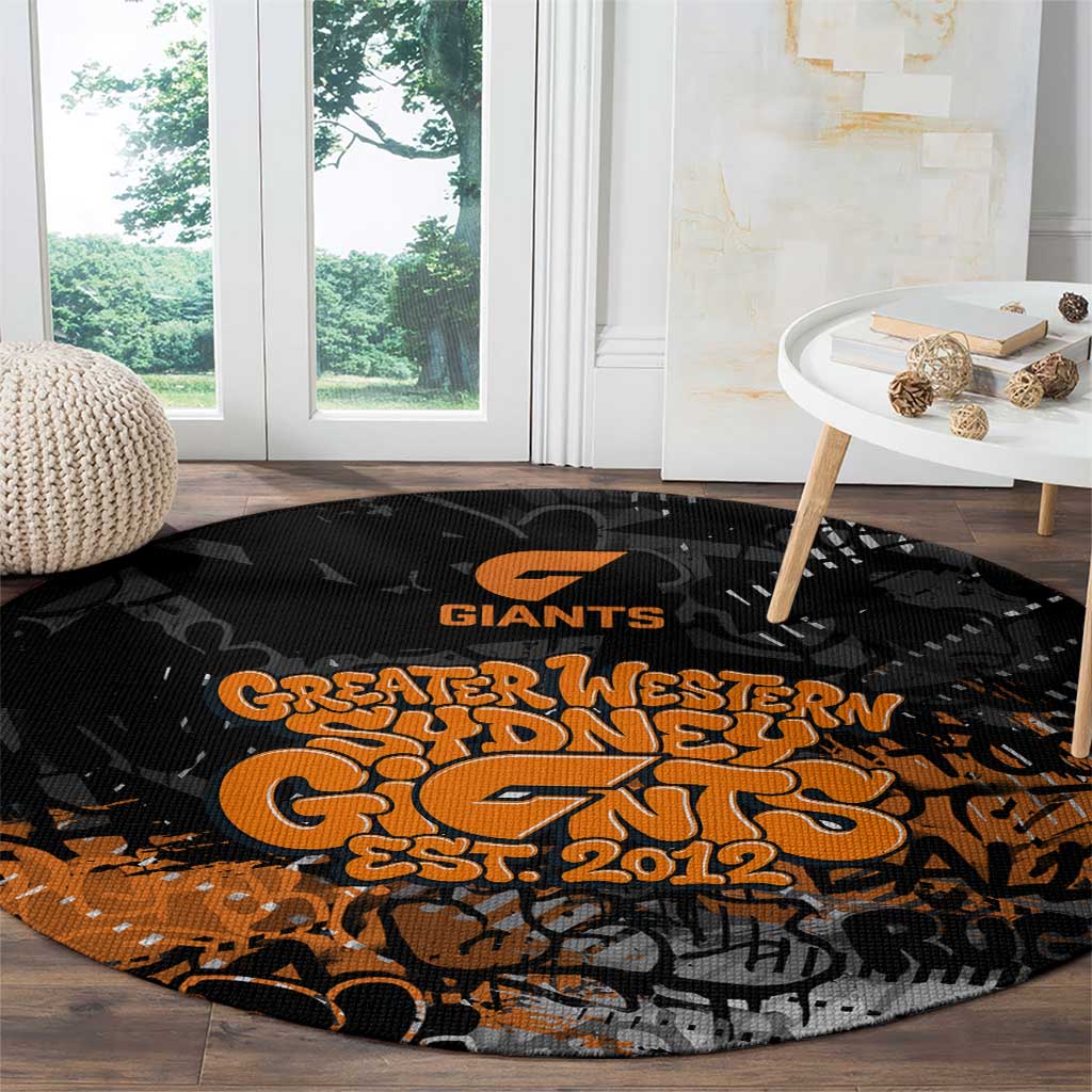 Greater Western Sydney Giants Round Carpet Urban Graffiti Street Art - Bold Abstract Spray Paint