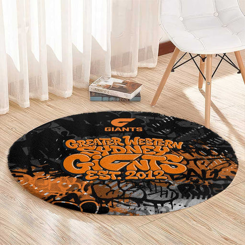 Greater Western Sydney Giants Round Carpet Urban Graffiti Street Art - Bold Abstract Spray Paint