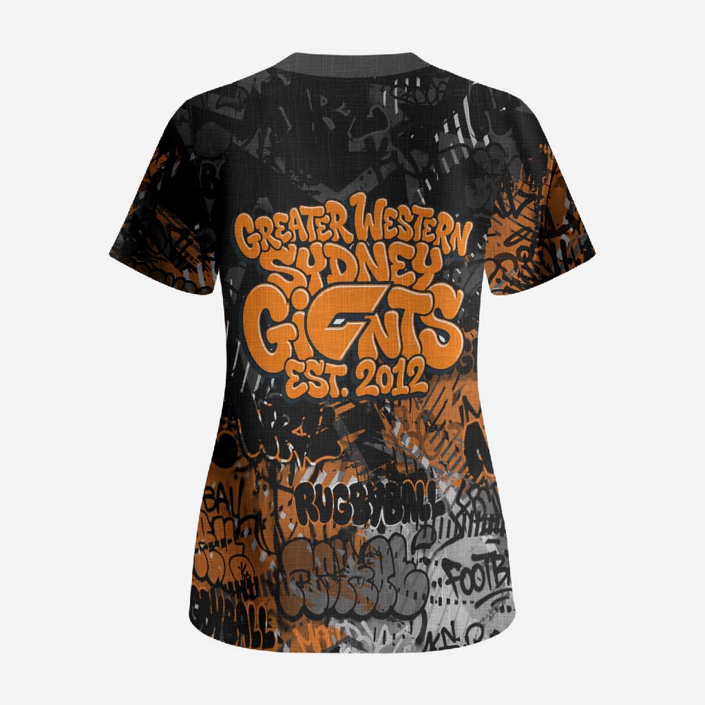 Greater Western Sydney Giants Scrub Top Urban Graffiti Street Art - Bold Abstract Spray Paint