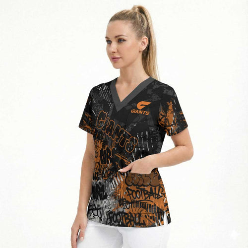 Greater Western Sydney Giants Scrub Top Urban Graffiti Street Art - Bold Abstract Spray Paint