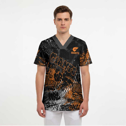 Greater Western Sydney Giants Scrub Top Urban Graffiti Street Art - Bold Abstract Spray Paint