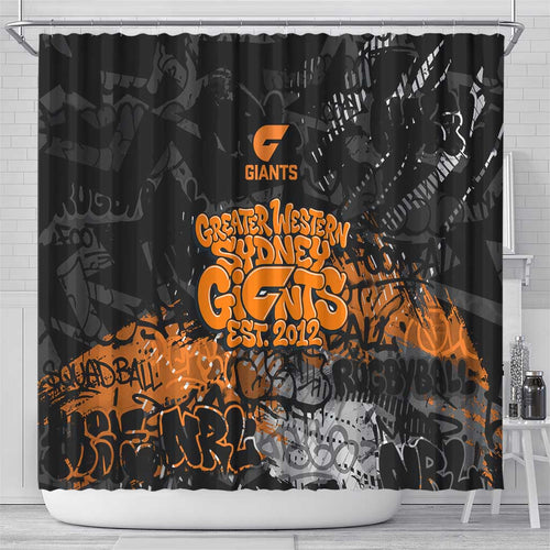 Greater Western Sydney Giants Shower Curtain Urban Graffiti Street Art - Bold Abstract Spray Paint
