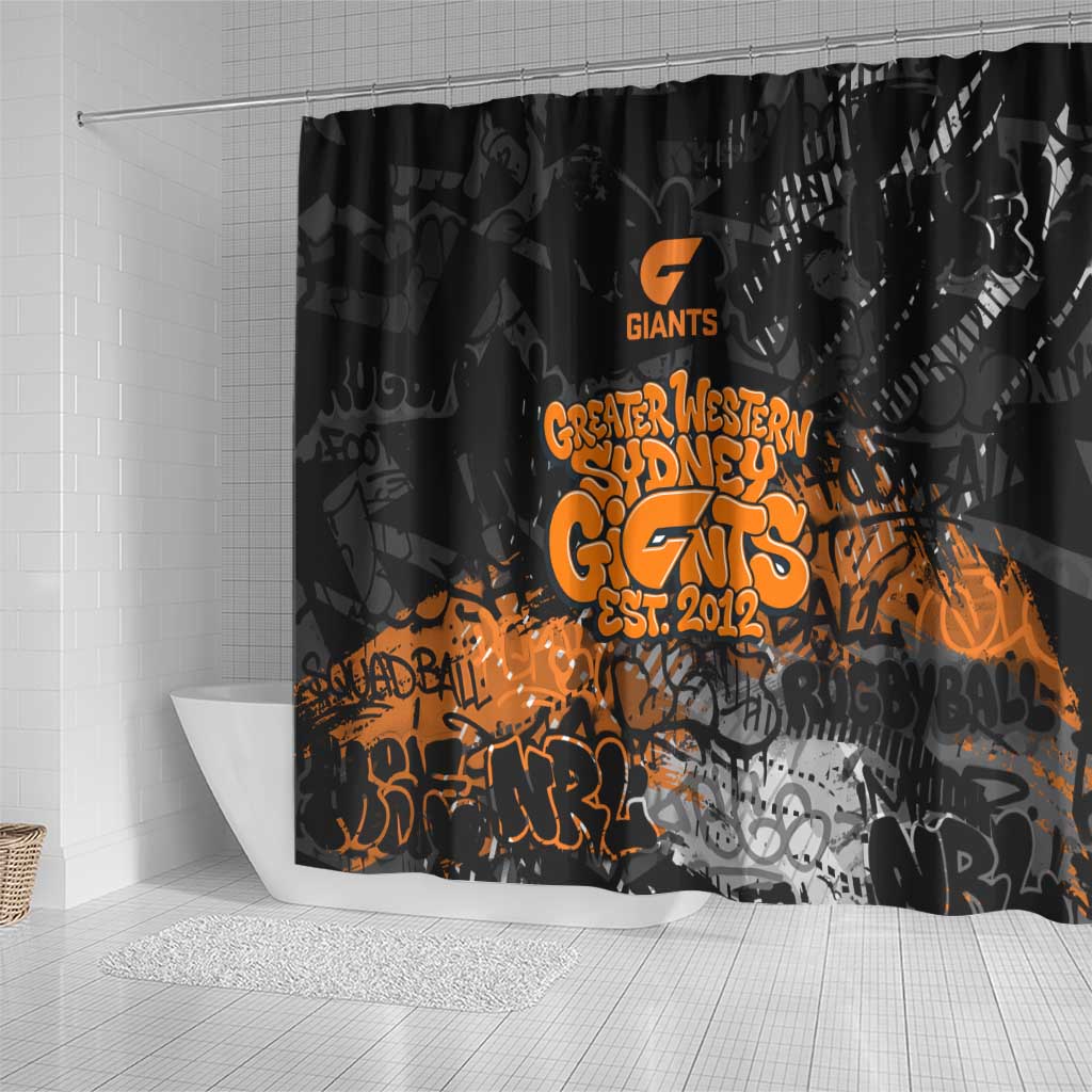 Greater Western Sydney Giants Shower Curtain Urban Graffiti Street Art - Bold Abstract Spray Paint