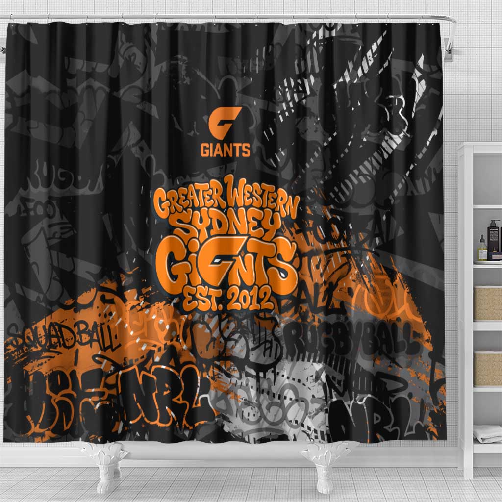 Greater Western Sydney Giants Shower Curtain Urban Graffiti Street Art - Bold Abstract Spray Paint