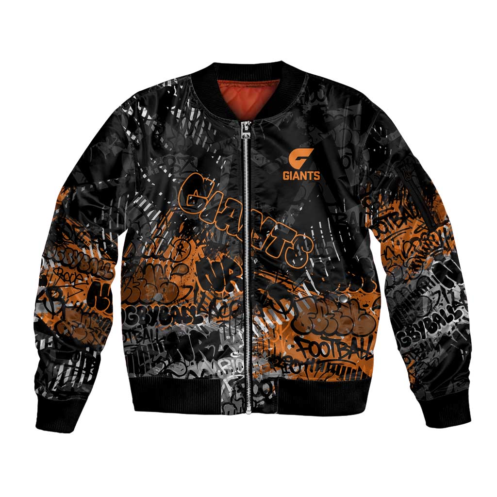 Greater Western Sydney Giants Sleeve Zip Bomber Jacket Urban Graffiti Street Art - Bold Abstract Spray Paint