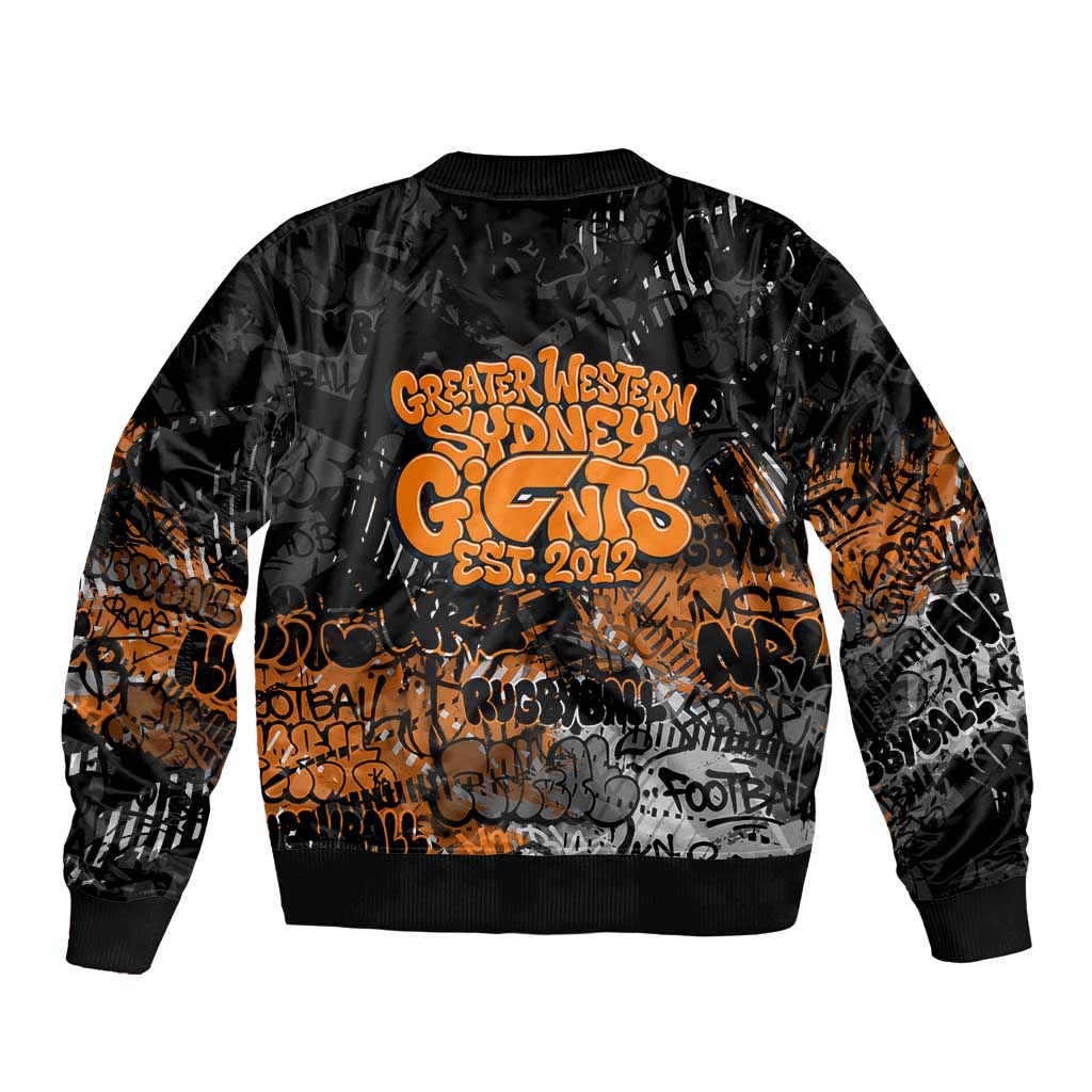 Greater Western Sydney Giants Sleeve Zip Bomber Jacket Urban Graffiti Street Art - Bold Abstract Spray Paint
