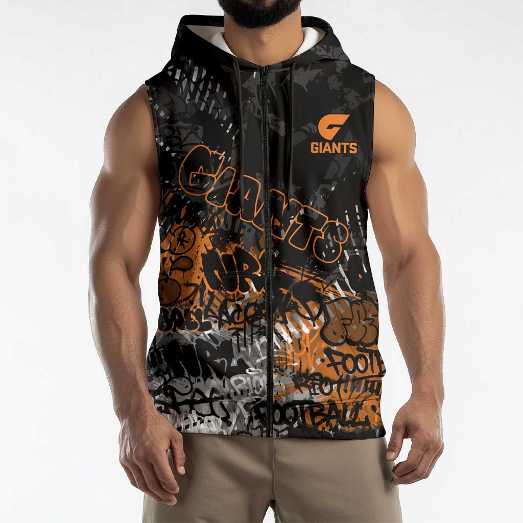 Greater Western Sydney Giants Sleeveless Zip Hoodie Urban Graffiti Street Art - Bold Abstract Spray Paint