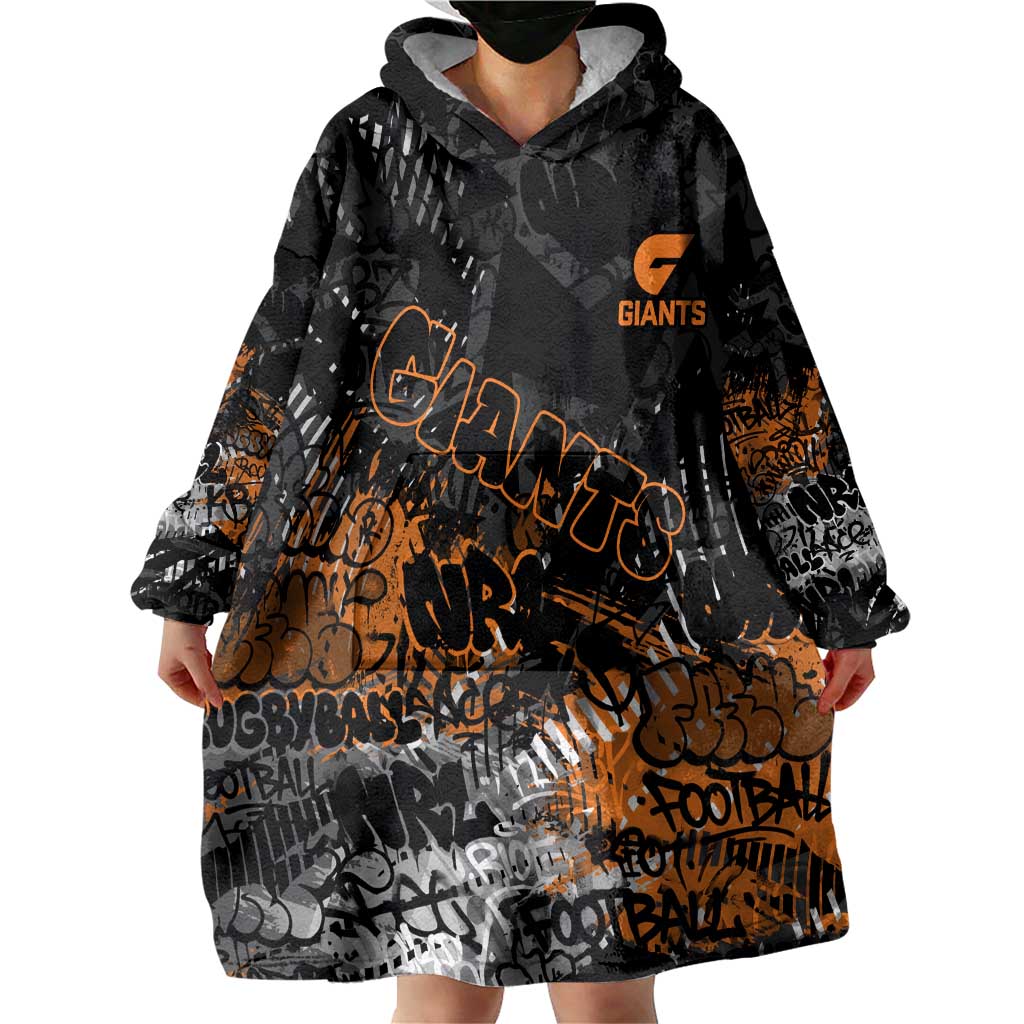 Greater Western Sydney Giants Wearable Blanket Hoodie Urban Graffiti Street Art - Bold Abstract Spray Paint