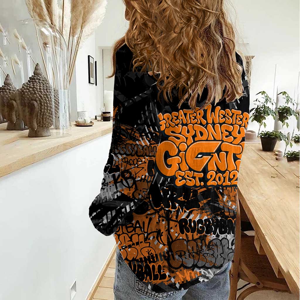 Greater Western Sydney Giants Women Casual Shirt Urban Graffiti Street Art - Bold Abstract Spray Paint