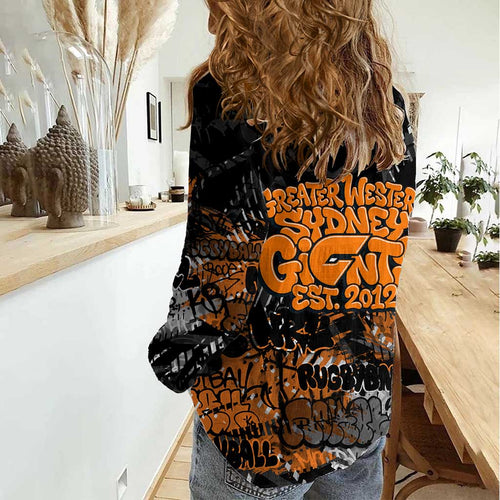 Greater Western Sydney Giants Women Casual Shirt Urban Graffiti Street Art - Bold Abstract Spray Paint