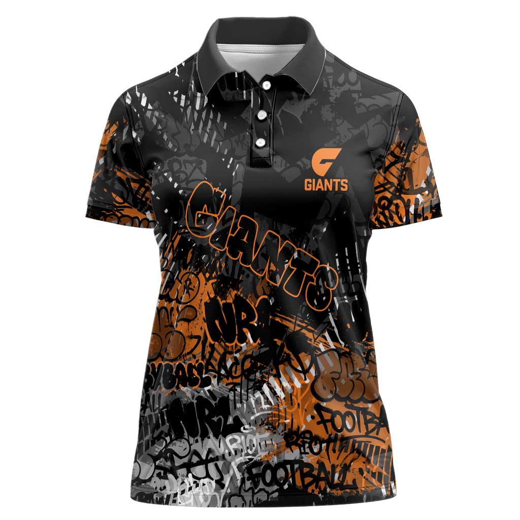 Greater Western Sydney Giants Women Polo Shirt Urban Graffiti Street Art - Bold Abstract Spray Paint