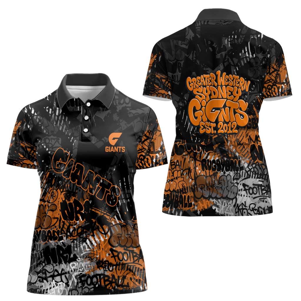 Greater Western Sydney Giants Women Polo Shirt Urban Graffiti Street Art - Bold Abstract Spray Paint