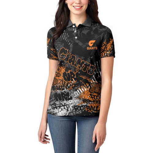 Greater Western Sydney Giants Women Polo Shirt Urban Graffiti Street Art - Bold Abstract Spray Paint