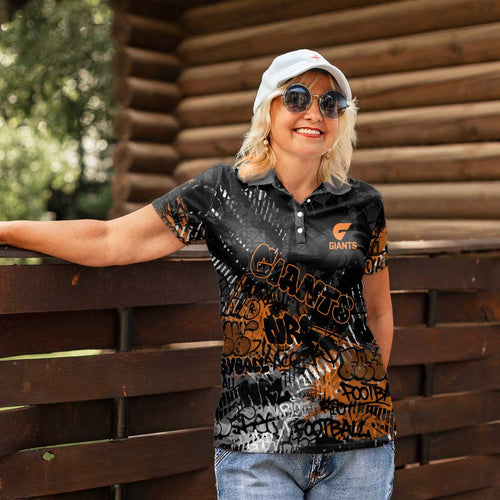 Greater Western Sydney Giants Women Polo Shirt Urban Graffiti Street Art - Bold Abstract Spray Paint