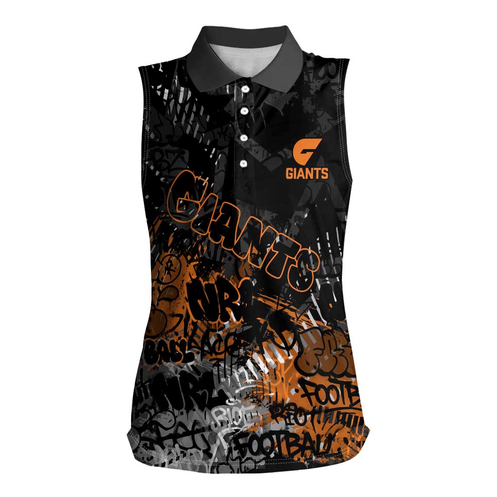 Greater Western Sydney Giants Women Sleeveless Polo Shirt Urban Graffiti Street Art - Bold Abstract Spray Paint