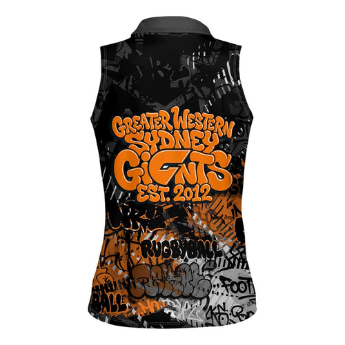 Greater Western Sydney Giants Women Sleeveless Polo Shirt Urban Graffiti Street Art - Bold Abstract Spray Paint