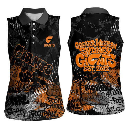 Greater Western Sydney Giants Women Sleeveless Polo Shirt Urban Graffiti Street Art - Bold Abstract Spray Paint