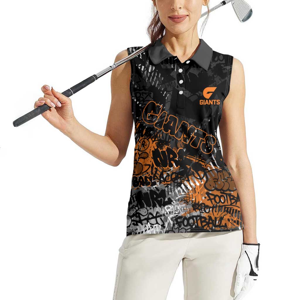 Greater Western Sydney Giants Women Sleeveless Polo Shirt Urban Graffiti Street Art - Bold Abstract Spray Paint