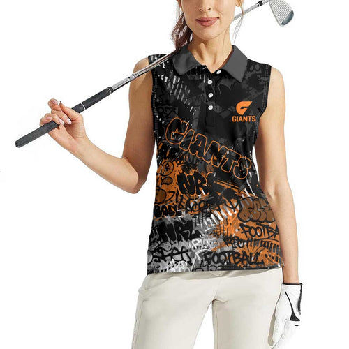 Greater Western Sydney Giants Women Sleeveless Polo Shirt Urban Graffiti Street Art - Bold Abstract Spray Paint