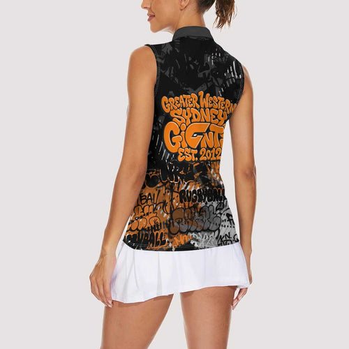 Greater Western Sydney Giants Women Sleeveless Polo Shirt Urban Graffiti Street Art - Bold Abstract Spray Paint
