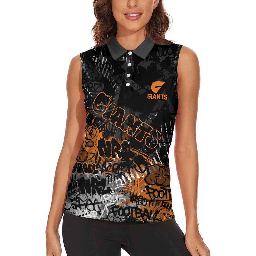 Greater Western Sydney Giants Women Sleeveless Polo Shirt Urban Graffiti Street Art - Bold Abstract Spray Paint