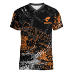 Greater Western Sydney Giants Women V-Neck T-Shirt Urban Graffiti Street Art - Bold Abstract Spray Paint