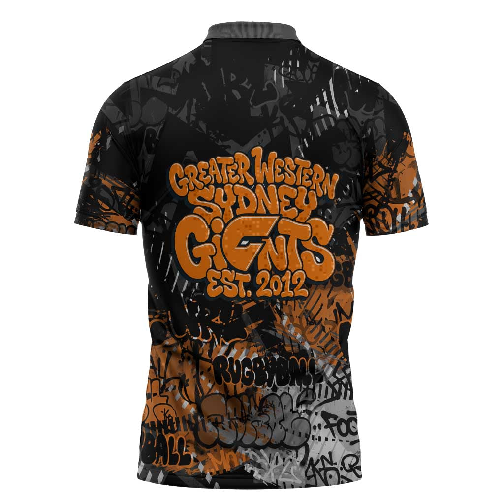 Greater Western Sydney Giants Zipper Polo Shirt Urban Graffiti Street Art - Bold Abstract Spray Paint