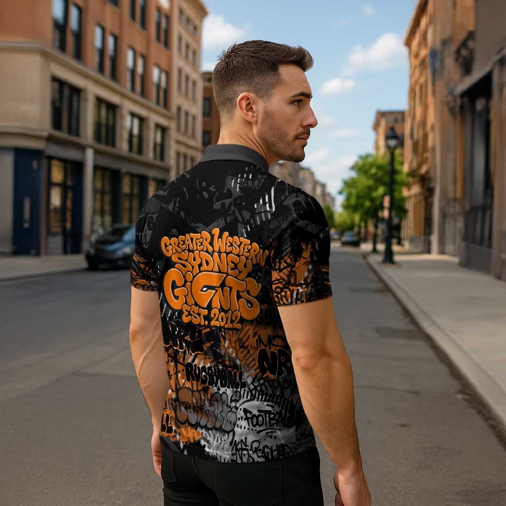 Greater Western Sydney Giants Zipper Polo Shirt Urban Graffiti Street Art - Bold Abstract Spray Paint